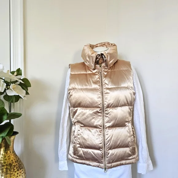 Women’s Talbots Duck Down Feather Vest Gold In Color Zip Up ,Pockets, Medium - Picture 1 of 13